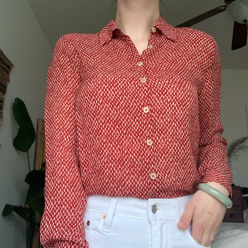 Vintage Red Patterned Button Up